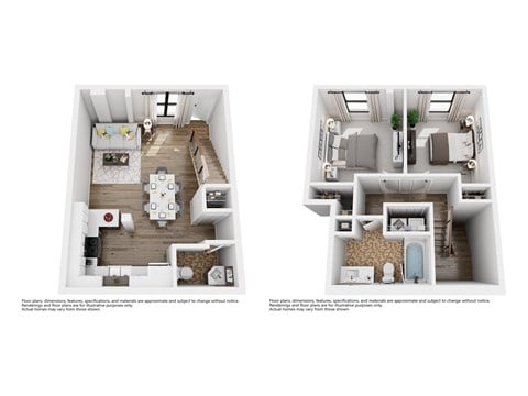 Floor plan for 2 beds, 1.5 baths, 813 sqft